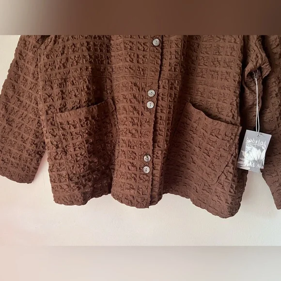 NWT Habitat Button Front Textured Sz L Lightweight Jacket in Choco Brown Artsy - Picture 7 of 12